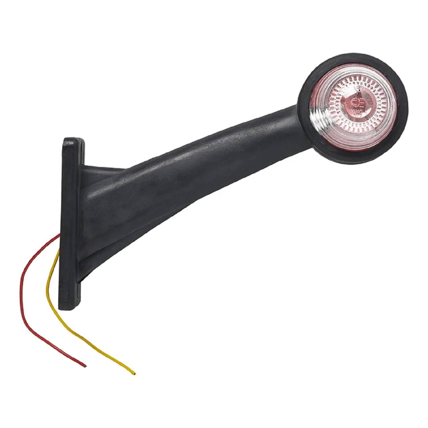 Ein schwarzes Rückleuchtengehäuse für Anhänger mit sichtbaren roten und gelben Kabeln.