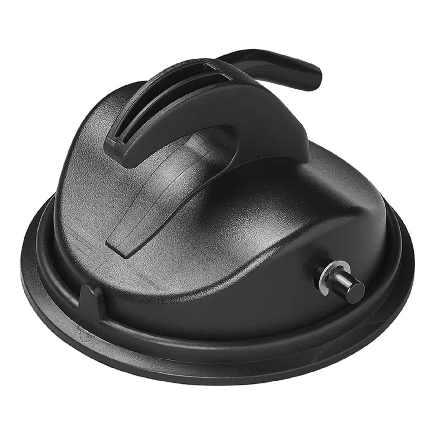 Ein schwarzer Saughebegriff zum Anheben, mit einem Griff oben und einem Auslösehebel an der Seite.