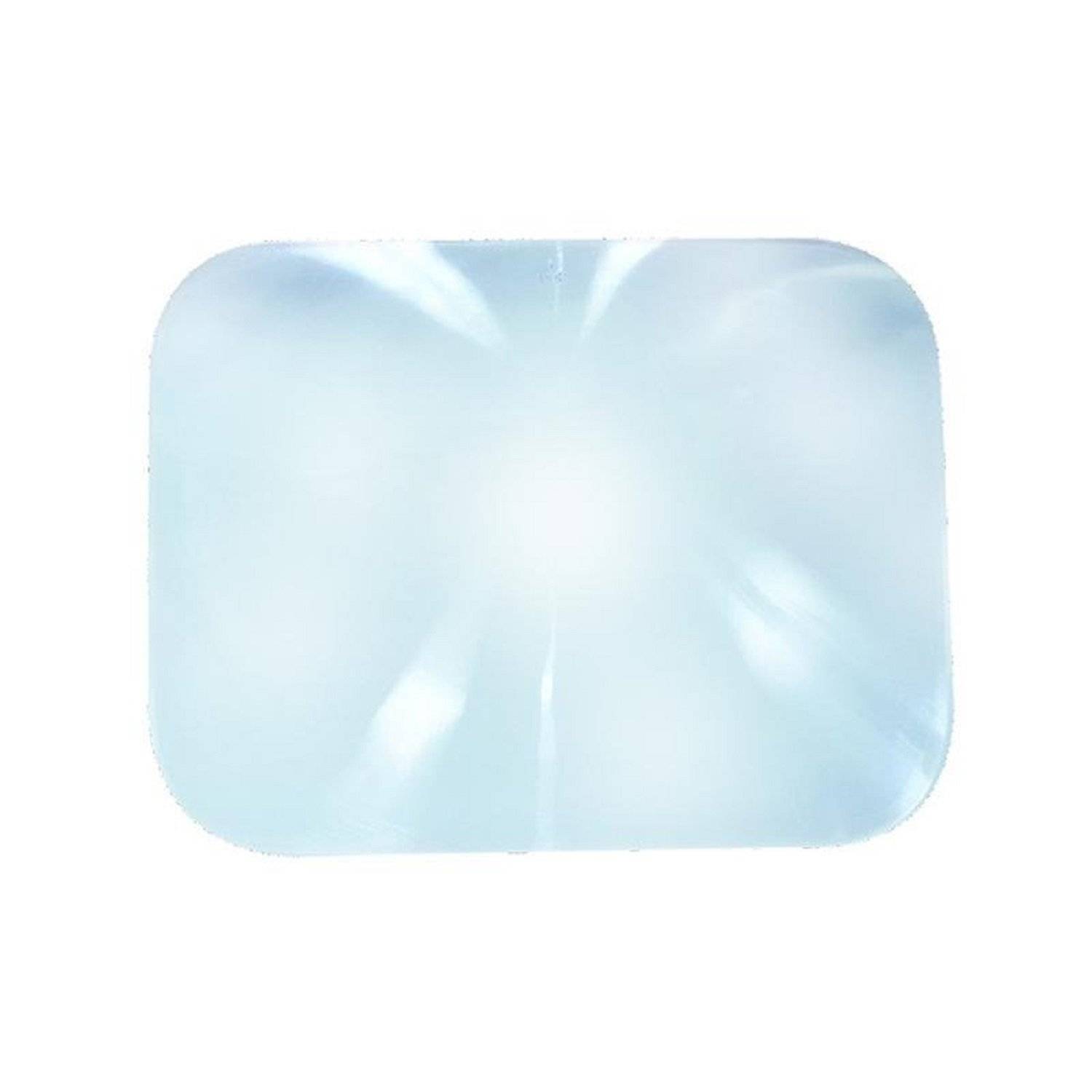 Eine Seifenbarren mit blassblauer Farbe und einer glänzenden, glatten Oberfläche.