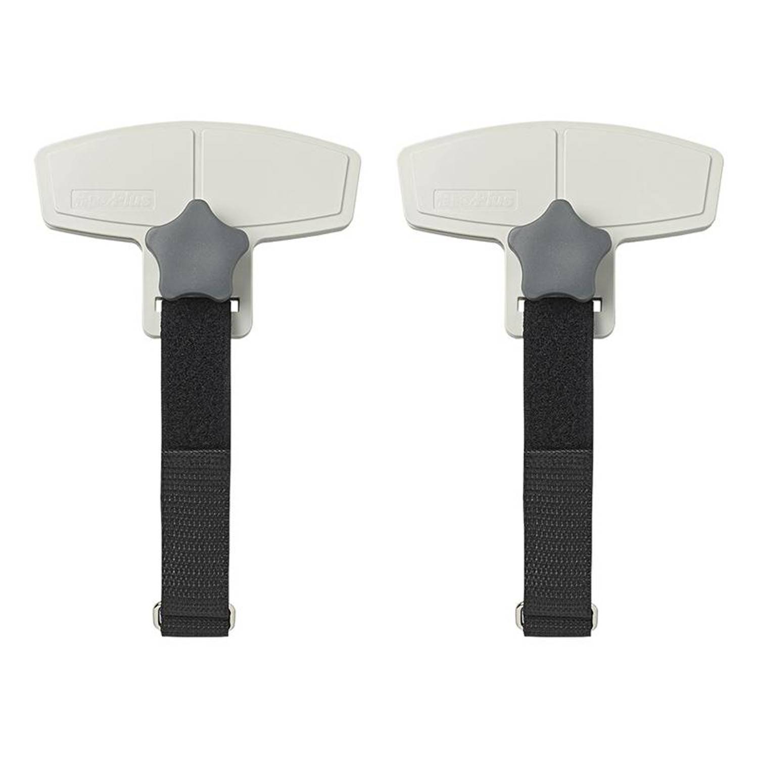 Zwei beige Wandanker, die durch schwarze Riemen miteinander verbunden sind und zum Befestigen von Möbeln dienen.