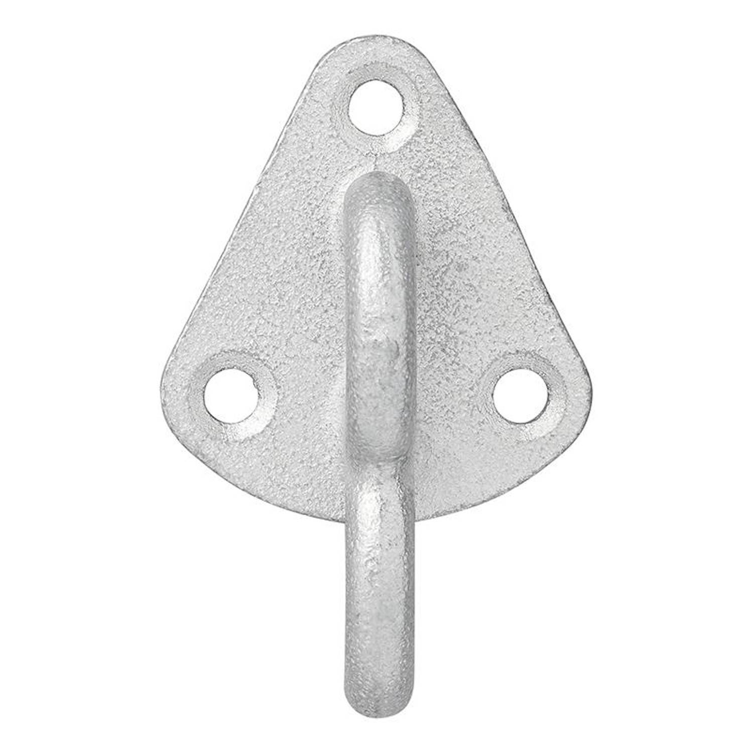 Ein Wandhalterungsträger aus Metall in Dreiecksform mit drei Befestigungslöchern, der entwickelt wurde, um Objekte sicher zu stützen oder aufzuhängen.