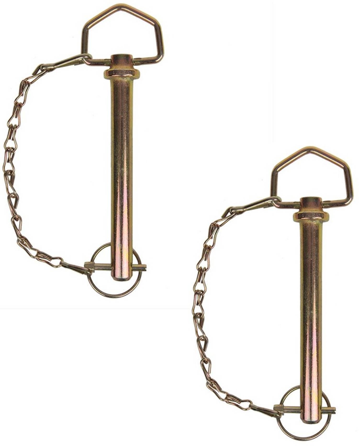 Zwei Sicherungsstifte mit diagonal angeordneten Ketten.