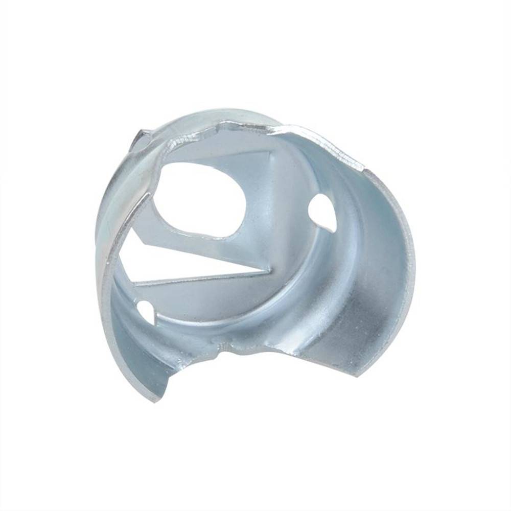 Metall-Konduitklemme mit einer kreisförmigen Konstruktion und mehreren Öffnungen, die zur Befestigung von Konduit an einer Oberfläche in elektrischen Installationen verwendet wird.