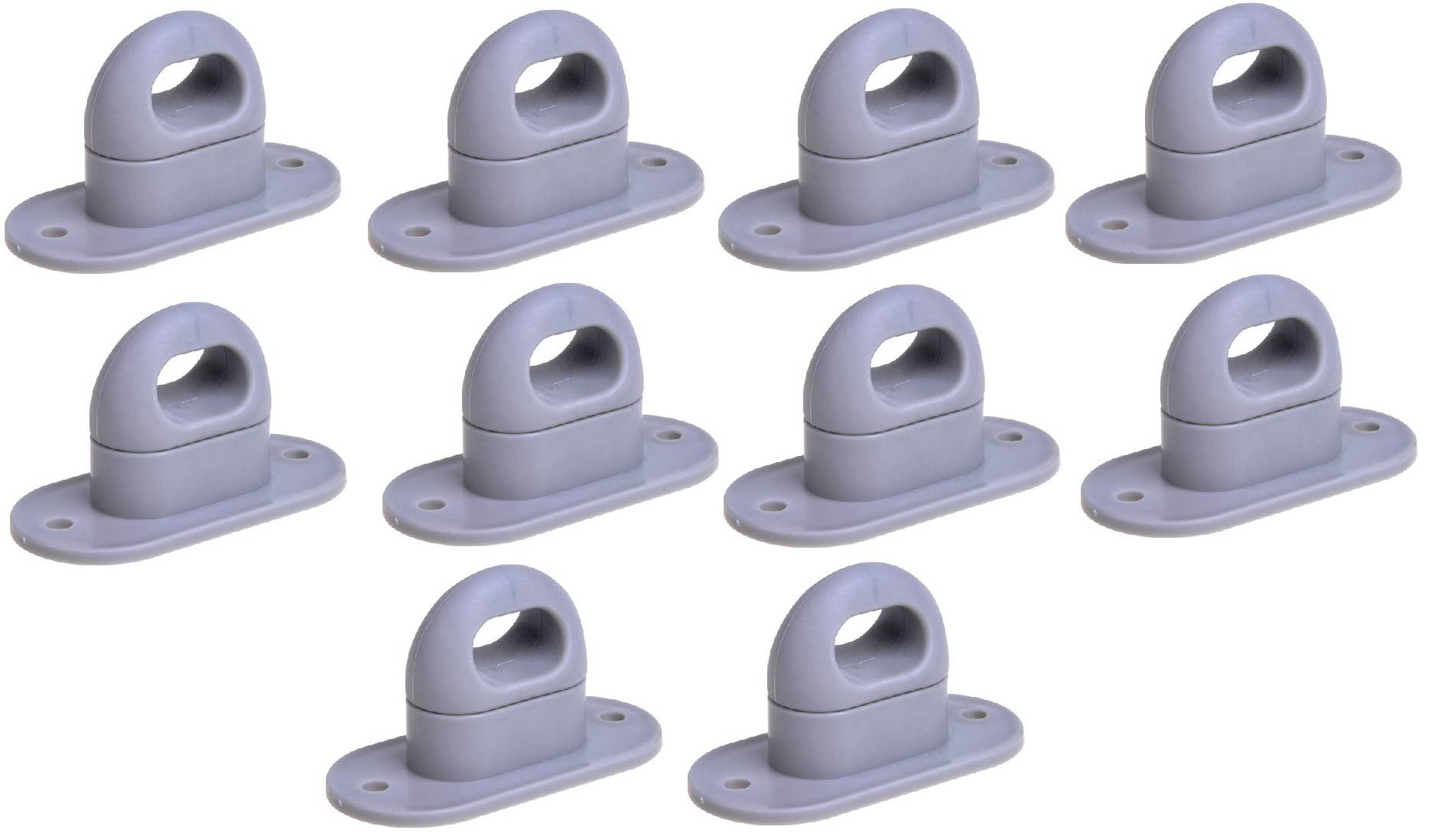 Graue Plastik-Kabelklemmen, die in Reihen vor einem weißen Hintergrund angeordnet sind und üblicherweise zum Organisieren von Kabeln oder Drähten verwendet werden.