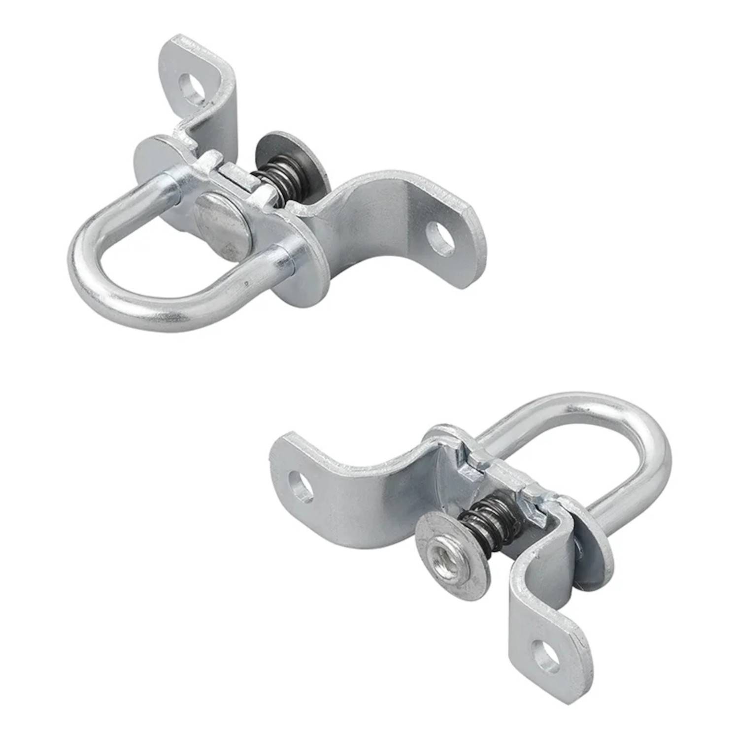 D-Typ-Verzurrpunktanker besteht aus einer U-förmigen Metallschlaufe mit einem Bolzen- und Federmechanismus, der zum Sichern von Ladungen während des Transports verwendet wird.