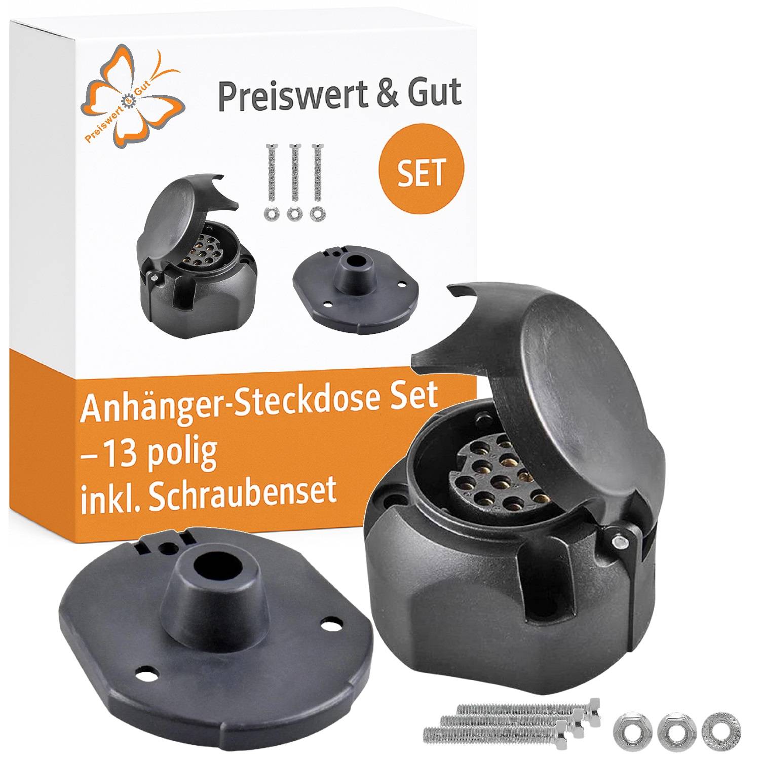 Anhängersteckdose Set – 13-polig inkl. Schraubenset