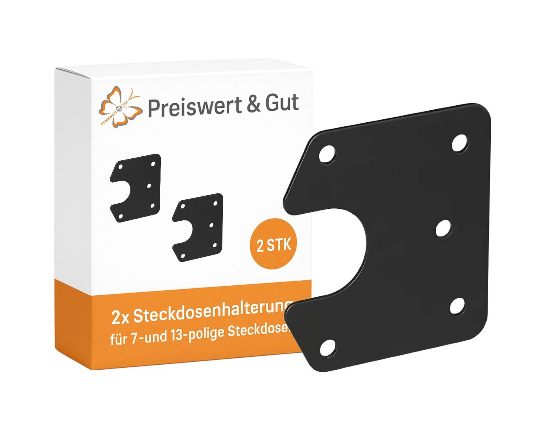 Preiswert & Gut 2x Steckdosenhalterung für 7- und 13-polige Steckdosen, 2 STK