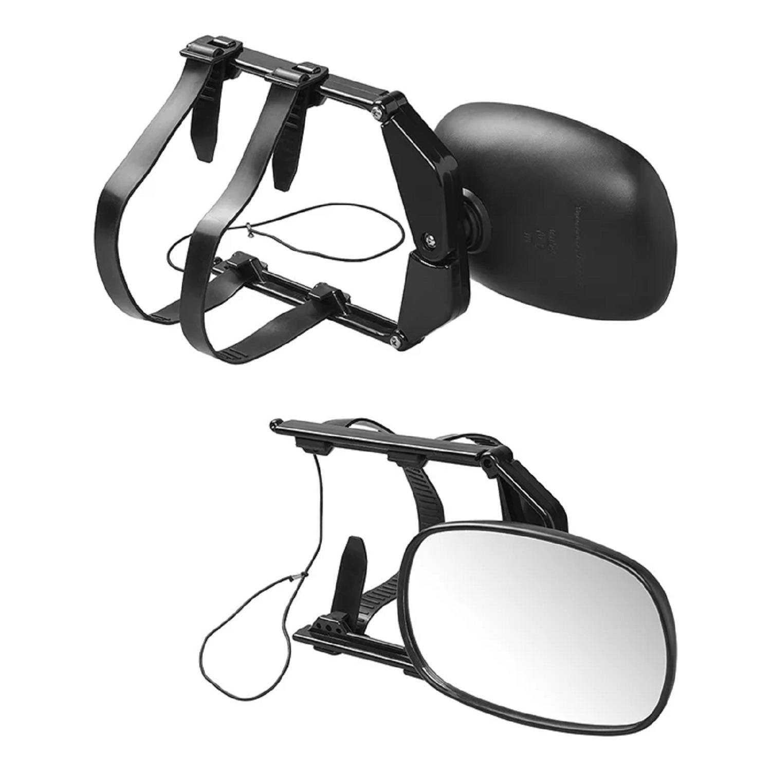 Abschleppspiegelbefestigungen mit verstellbaren Riemen für Fahrzeug-Seitenspiegel, ausgestattet mit einer konvexen Linsengestaltung zur Erweiterung der Rückansichtssichtbarkeit.