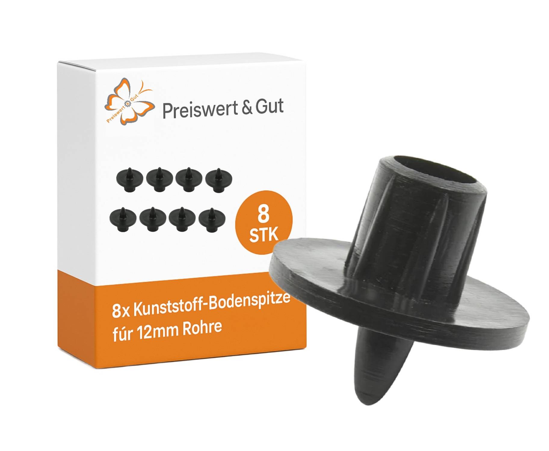 8x Kunststoff-Bodenspitze für 12mm Rohre, Preiswert & Gut