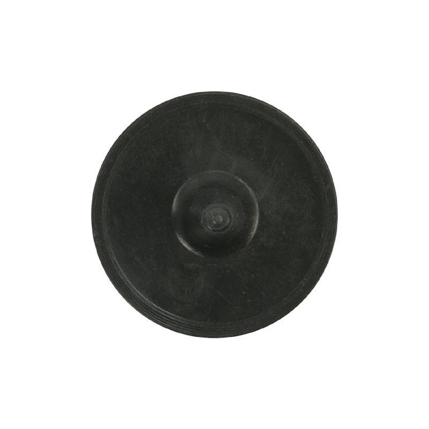 Ein runder, flacher schwarzer Gummistopfen, von oben betrachtet, der zum Abdichten von Behälter- oder Ausrüstungsöffnungen verwendet wird.