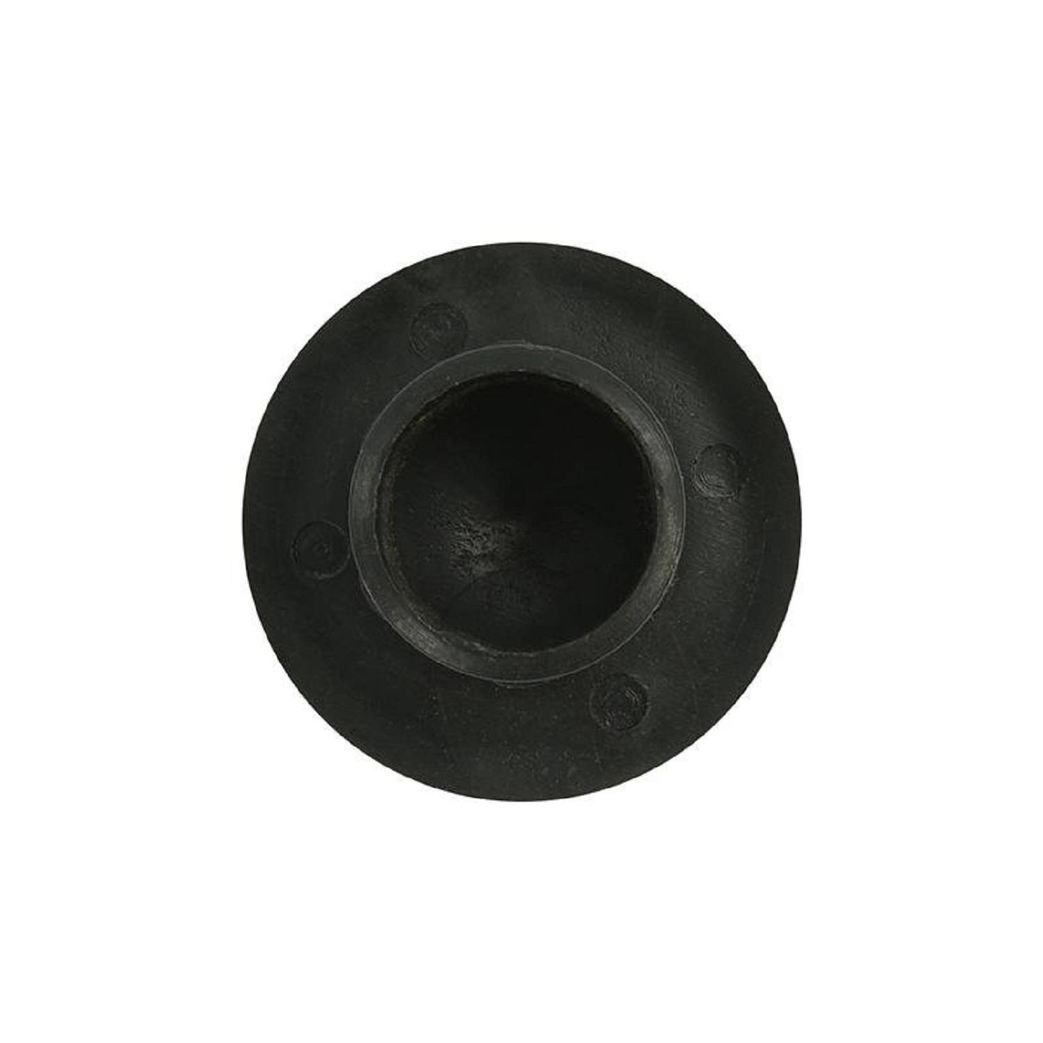 Ein schwarzer Gummidichtungsring, von oben betrachtet, der seine kreisförmige Gestalt mit einem hohlen Zentrum zeigt, verwendet für die Erstellung luftdichter Dichtungen.