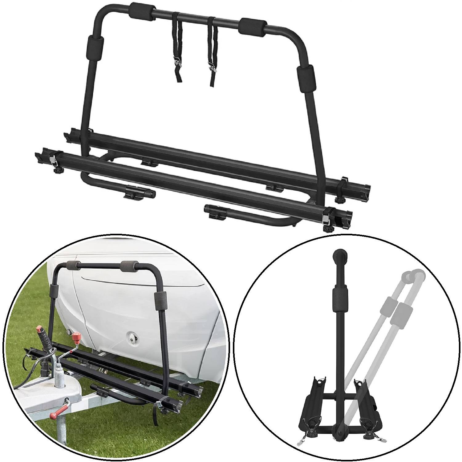 Deichsel Fahrradträger schwarz Deichselträger für 2 Fahrräder Heckträger 40kg