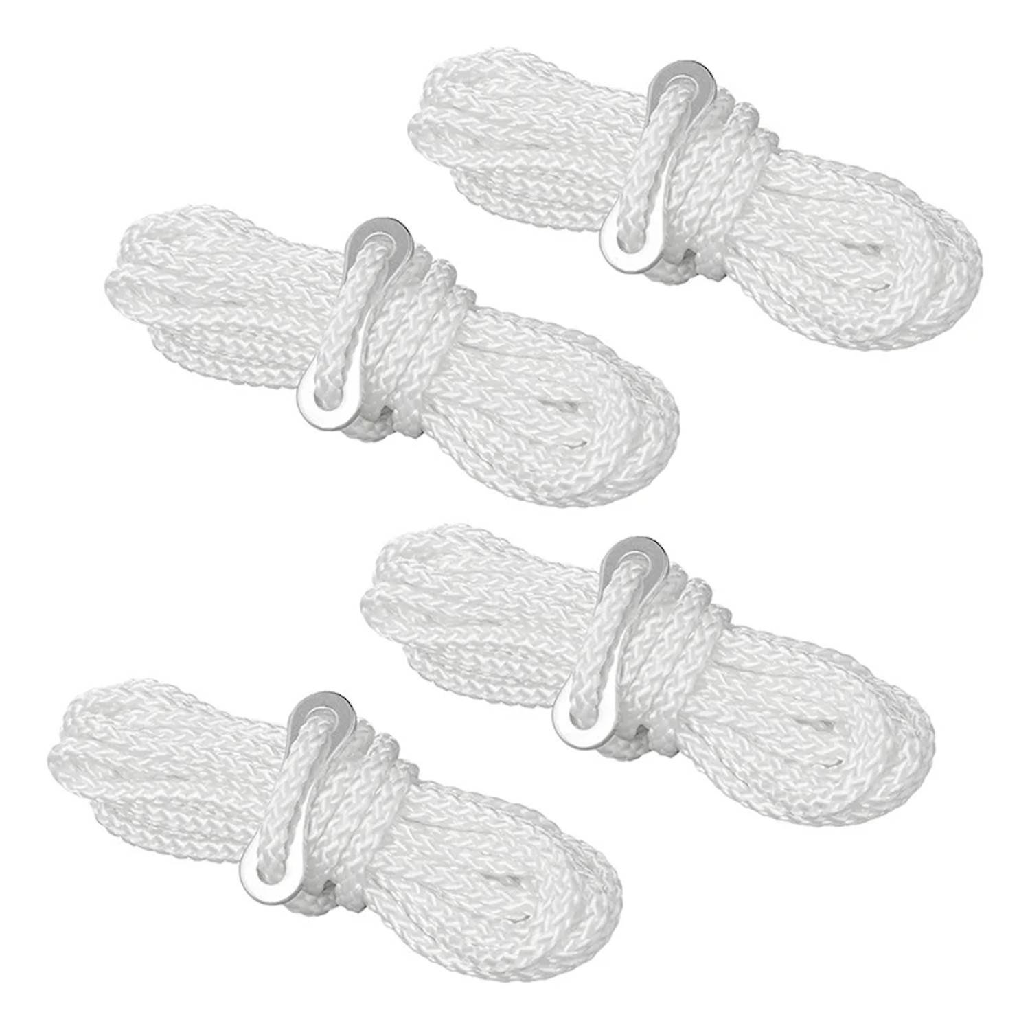 Vier weiße Schlittschuhlitzen mit Metallhaken