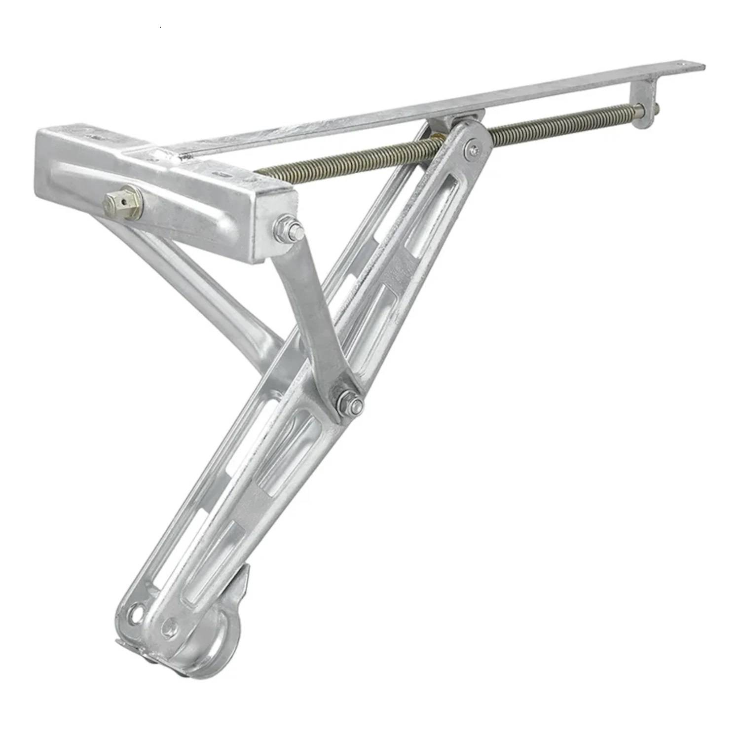 Metallstuhl-Klappbeschlag mit Scharniermechanismus und Feder, entwickelt für Langlebigkeit und einfaches Zusammenklappen. Silberne Ausführung.