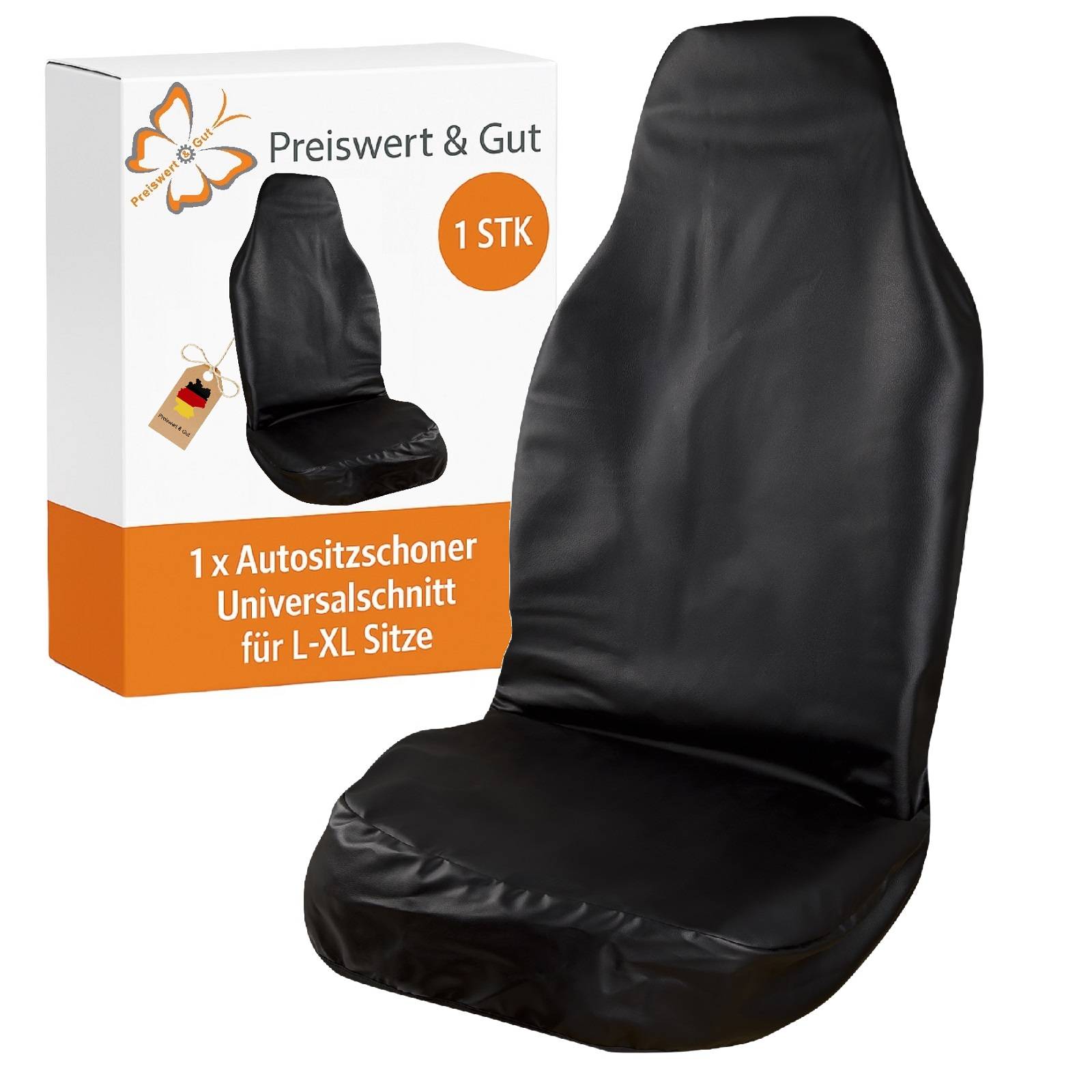Sitzbezüge Auto L-XL vorne – Autositzbezüge Vordersitze aus Kunstleder 200x70cm Schonbezug für den Autositz oder Sitzauflage Ölbeständig reißf