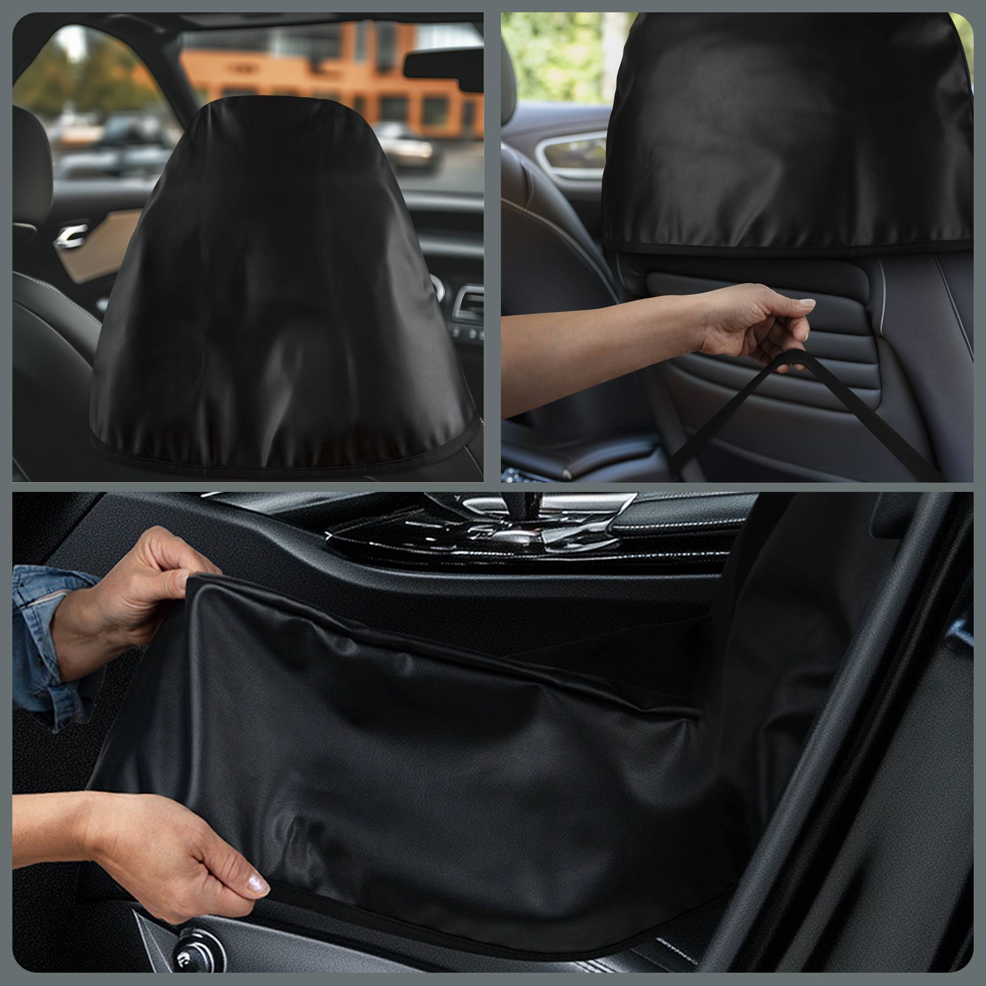 Sitzbezüge Auto L-XL vorne – Autositzbezüge Vordersitze aus Kunstleder 200x70cm Schonbezug für den Autositz oder Sitzauflage Ölbeständig reißf