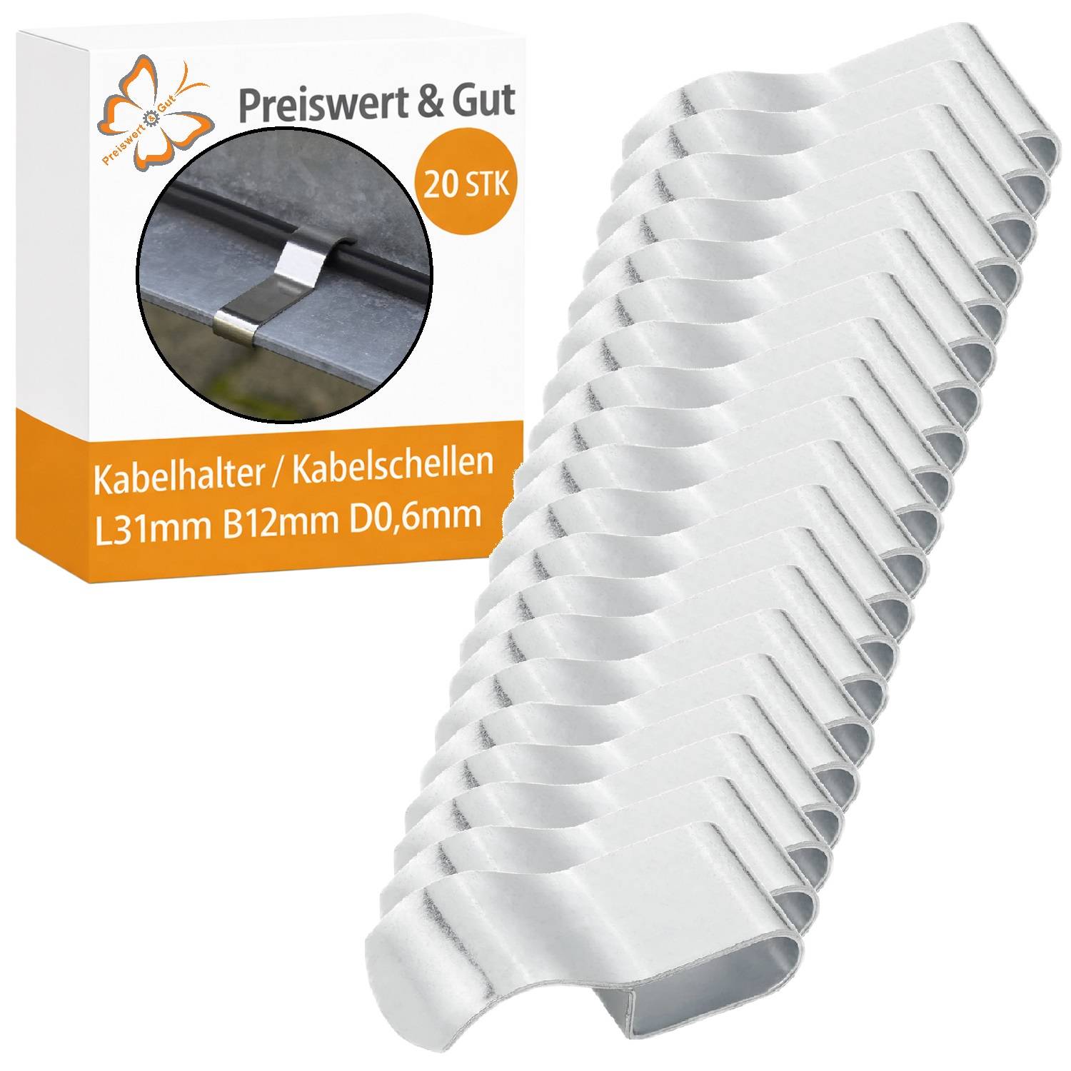 20 x Kabelschelle B12 mm Chassisklemme L31 mm Kabelklammer D0,6mm Klemmschelle