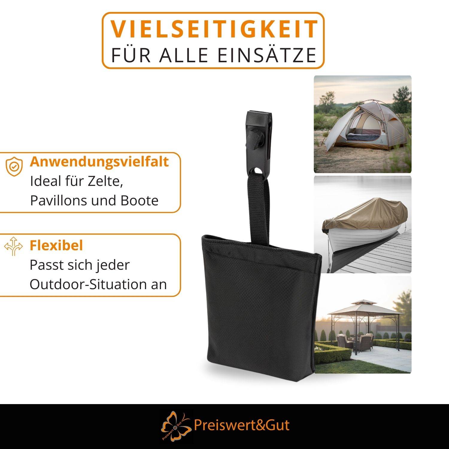 Pavillon Gewichte 8er Set Sandsäcke befüllbar Eventzelt Marktzelt starke Clips