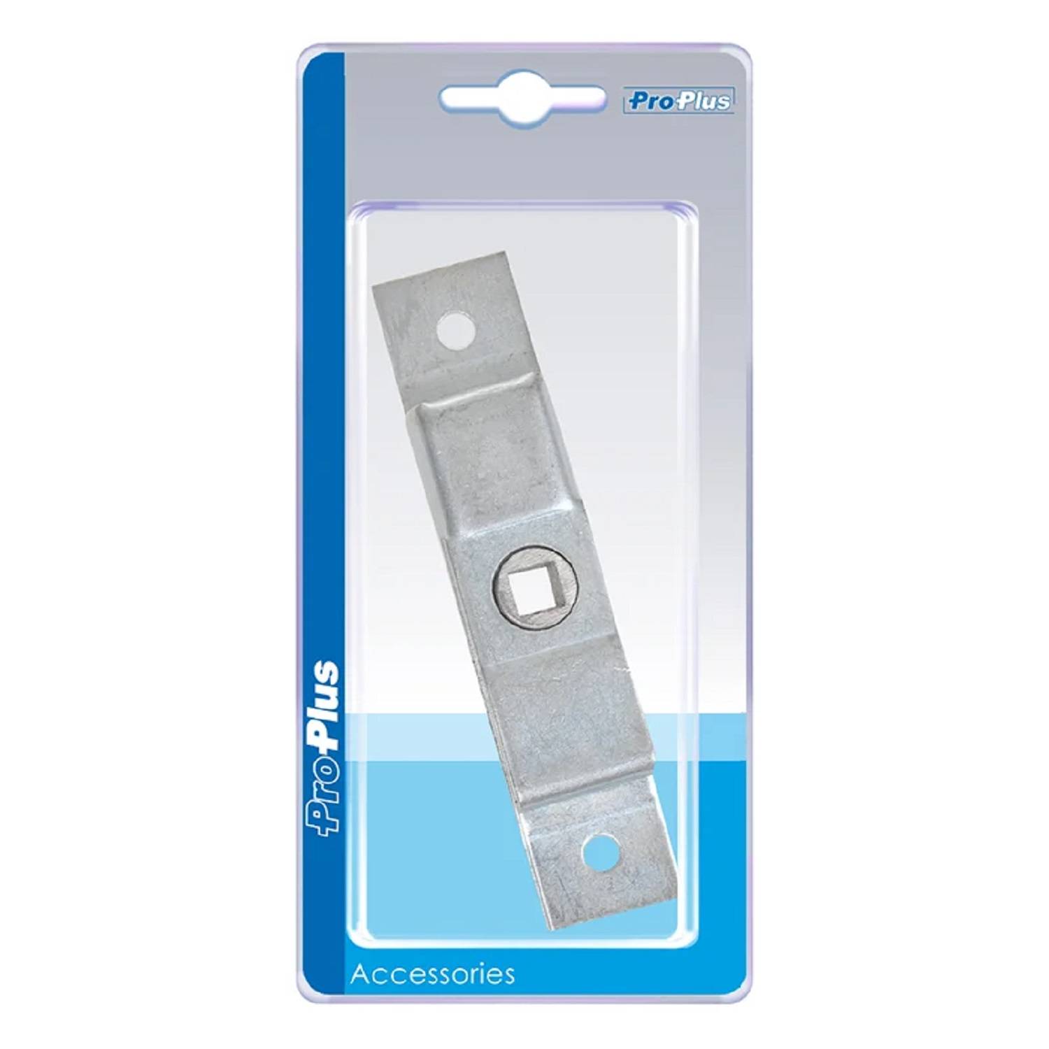 Eine Metallhalterung, verpackt in transparenter Plastikfolie mit 'ProPlus Accessories' Branding auf einem blau-weißen Hintergrund.