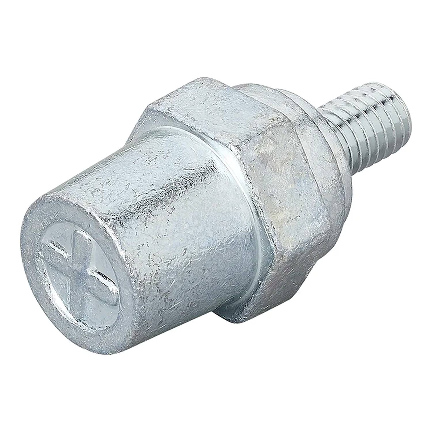 Eine Metallschraube mit sechseckigem Kopf und kreuzförmiger Nut oben, die für den Einsatz in mechanischen Baugruppen vorgesehen ist.