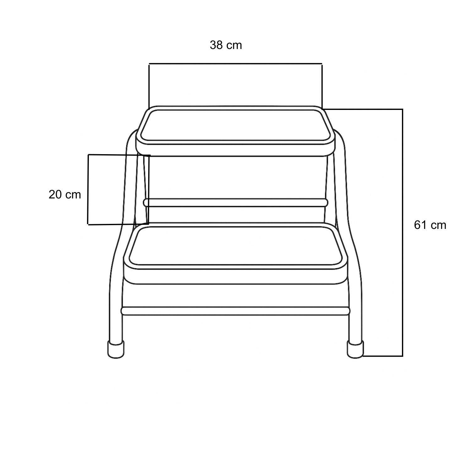 Doppeltrittstufe Wohnwagen aus Stahl – Rutschfeste Trittstufe mit 2 Höhen (20/38 cm) 2 Stufen 150 kg Traglast – Ideal für Camping, Wohnmobil