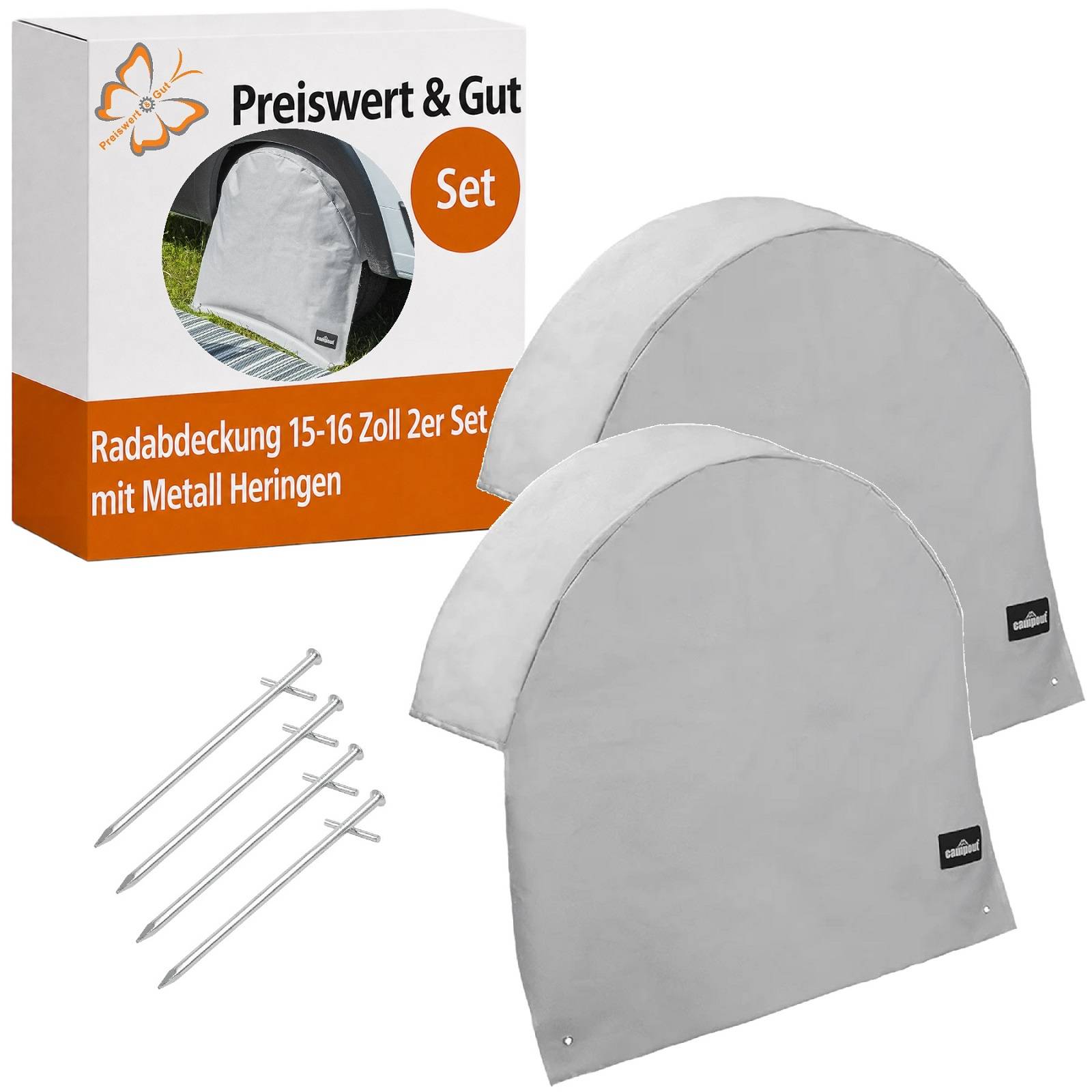 Reifenabdeckung Wohnmobil 2er Set mit Metall-Zeltheringe Radabdeckung 15-16 Zoll