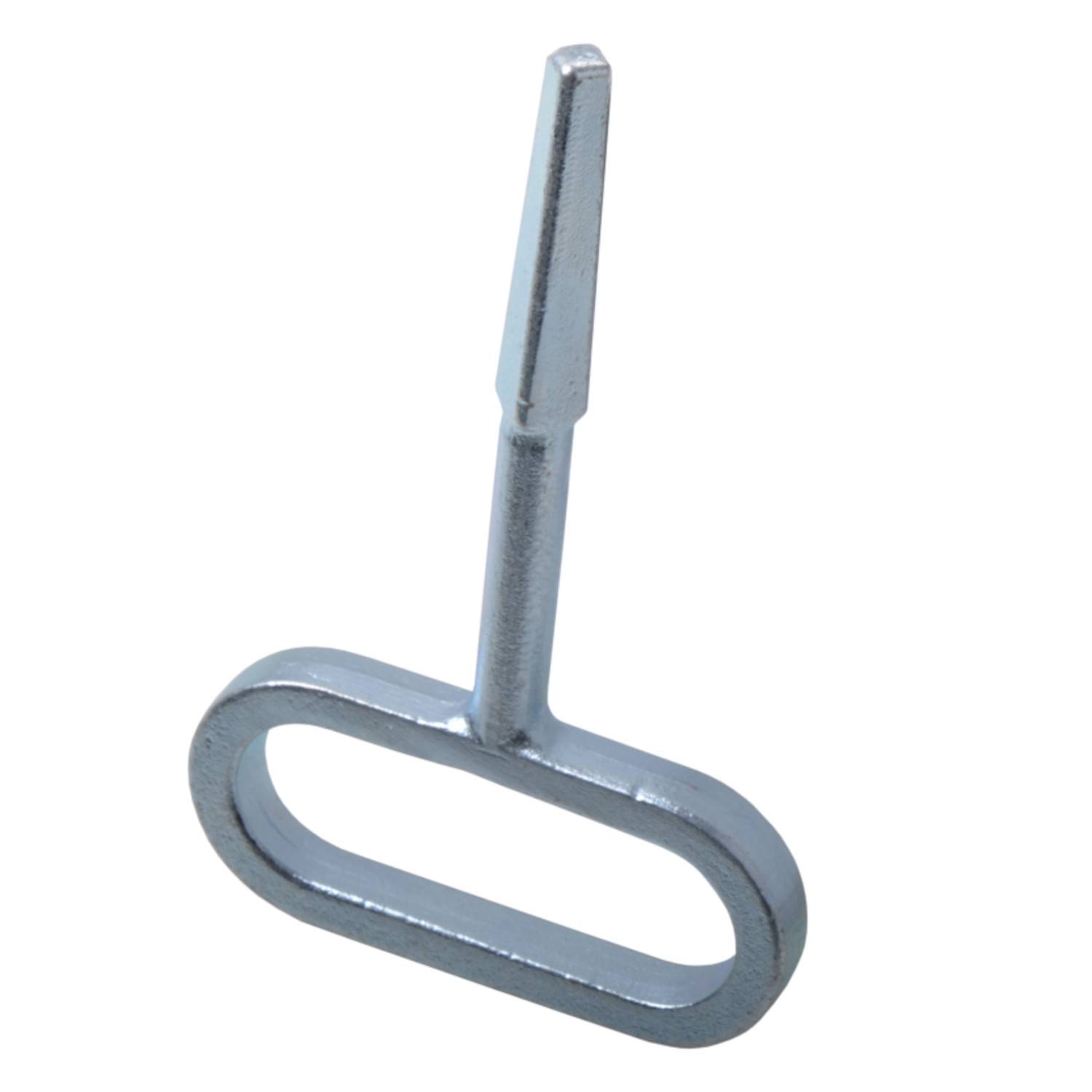 Ein kleiner Metallschlüssel mit einem ovalen Griff und einem sich verjüngenden Schaft, der häufig zum Aufziehen von Spielzeugen oder Mechanismen verwendet wird.