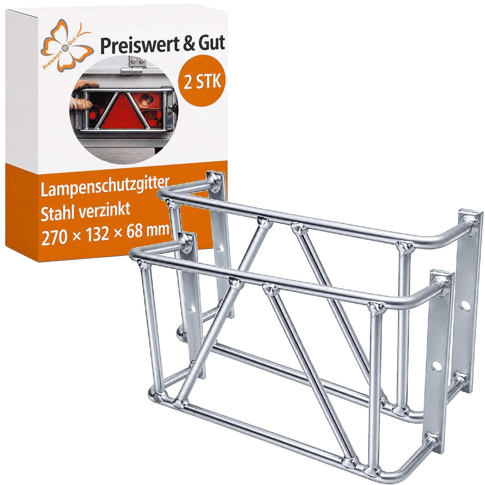 2x Lampenschutzgitter Anhänger Set aus verzinktem Stahl Rücklicht Schutzgitter