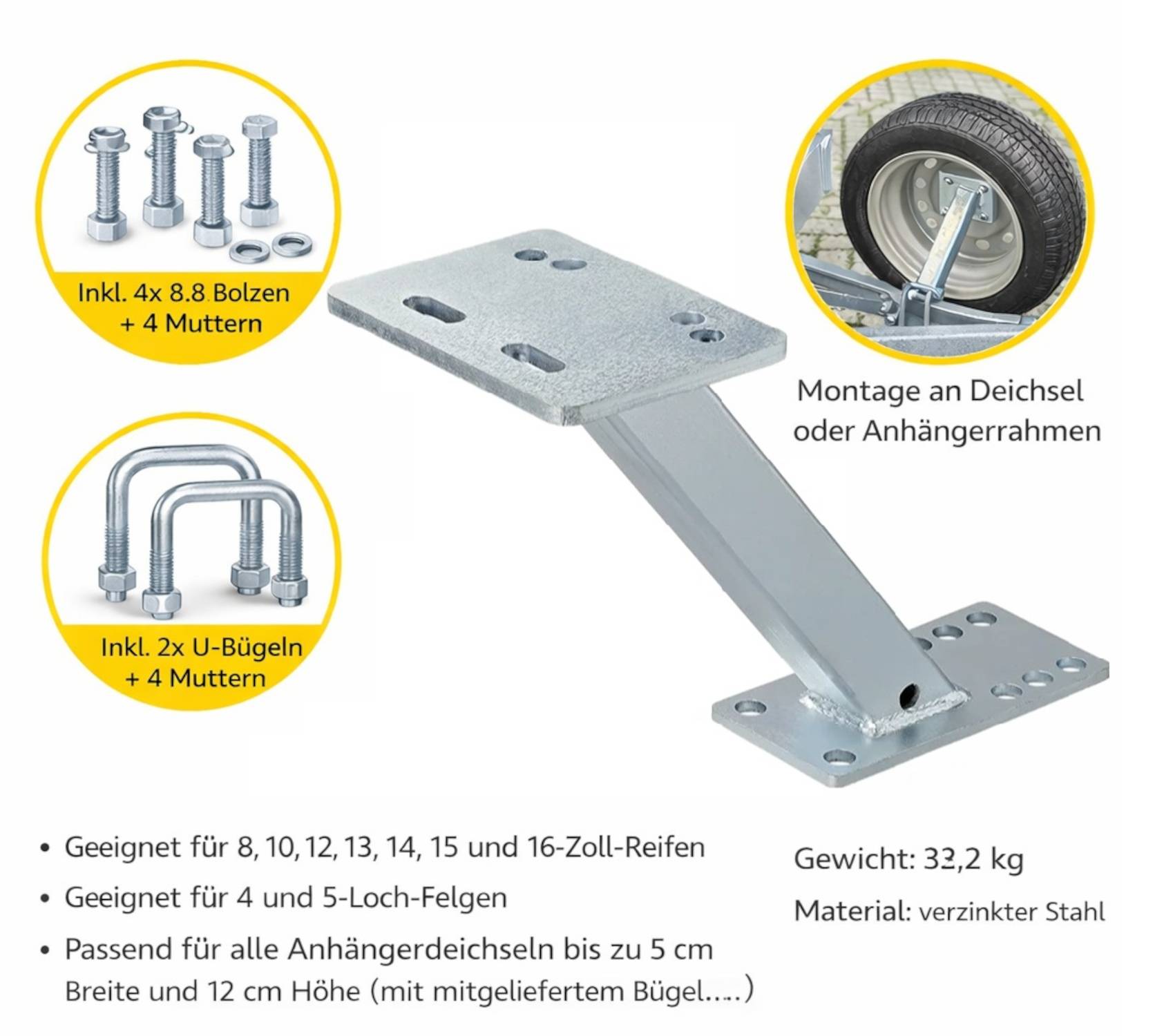 Reserveradhalterung 4/5-Loch-Felgen 8-16-Zoll-Reifen Reserveradhalter Anhänger