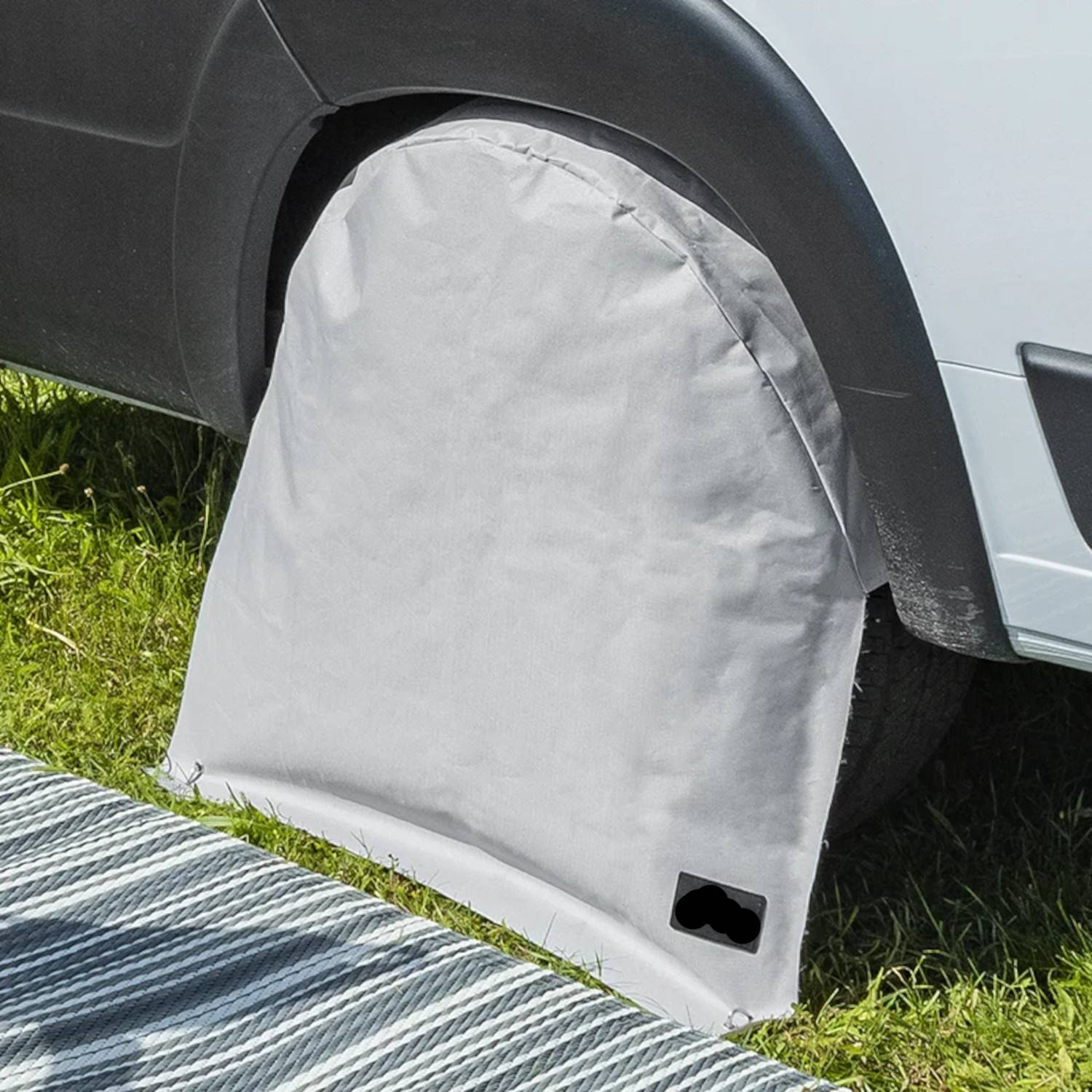 Radabdeckung Wohnwagen 15 - 16 Zoll Reifenabdeckung Wohnmobil + Heringen 78 cm