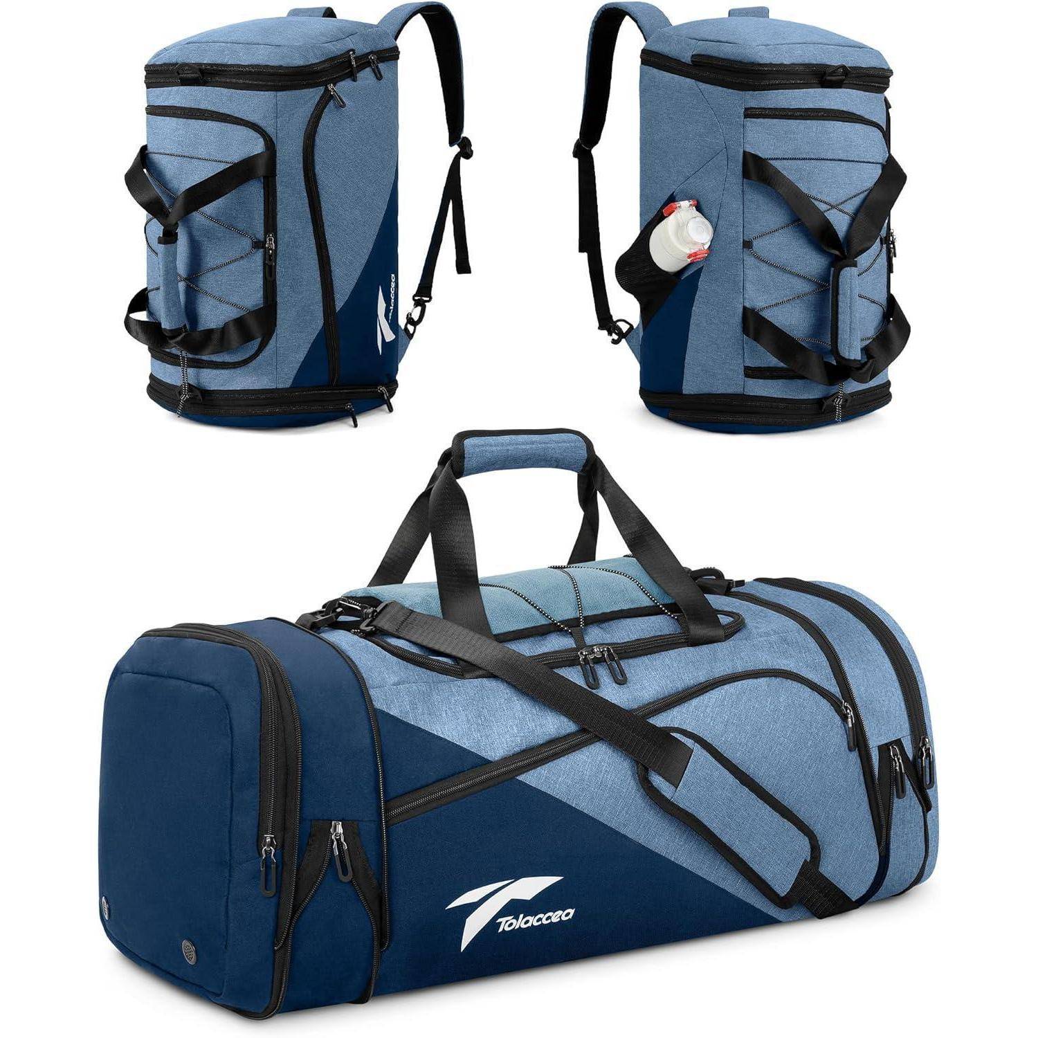Sporttasche Rucksack Schuhfach Laptopfach Nassfach Herren Blau 45-63L