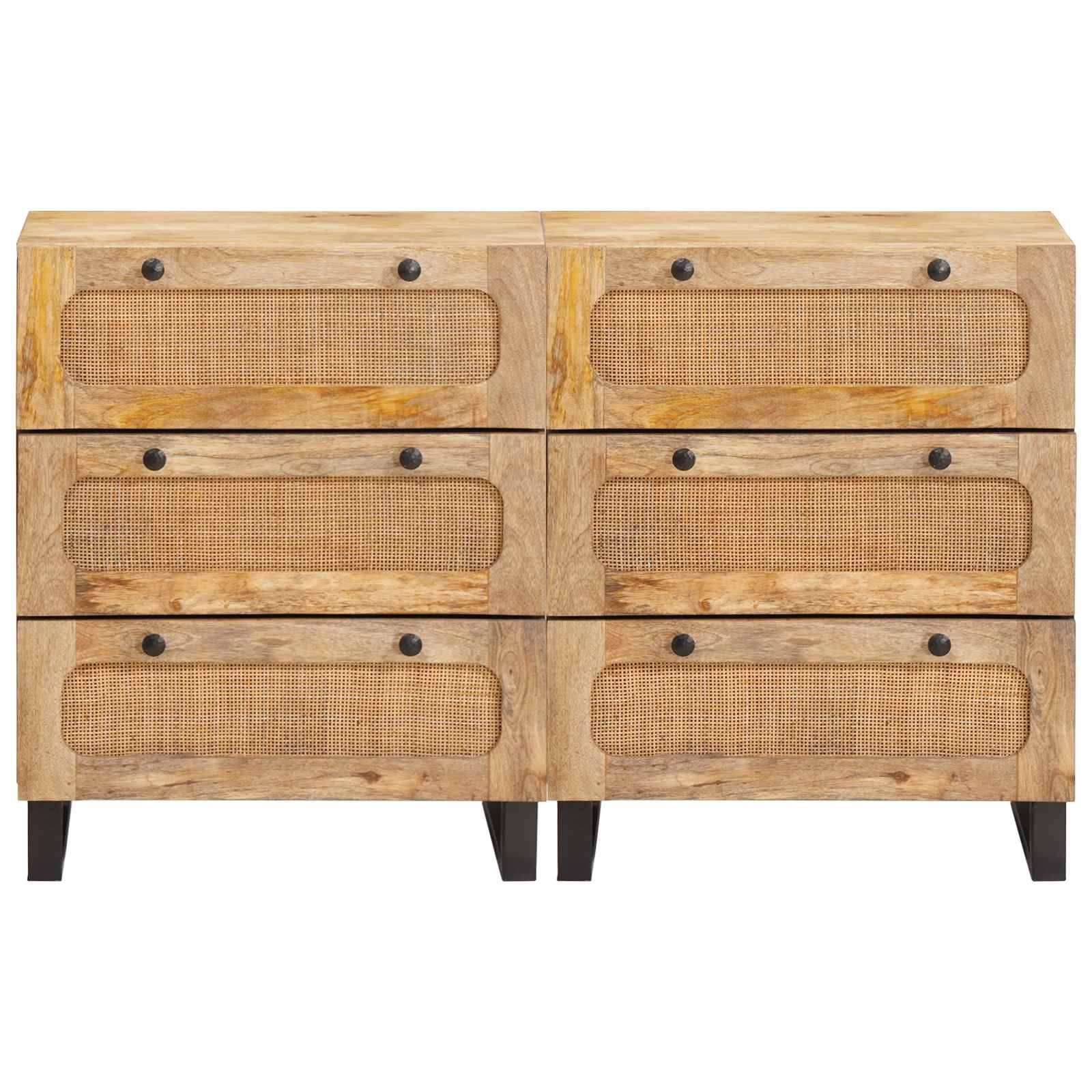 vidaXL Sideboard 2 pcs Braun 60 x 33 x 75 cm Massivholz Mango