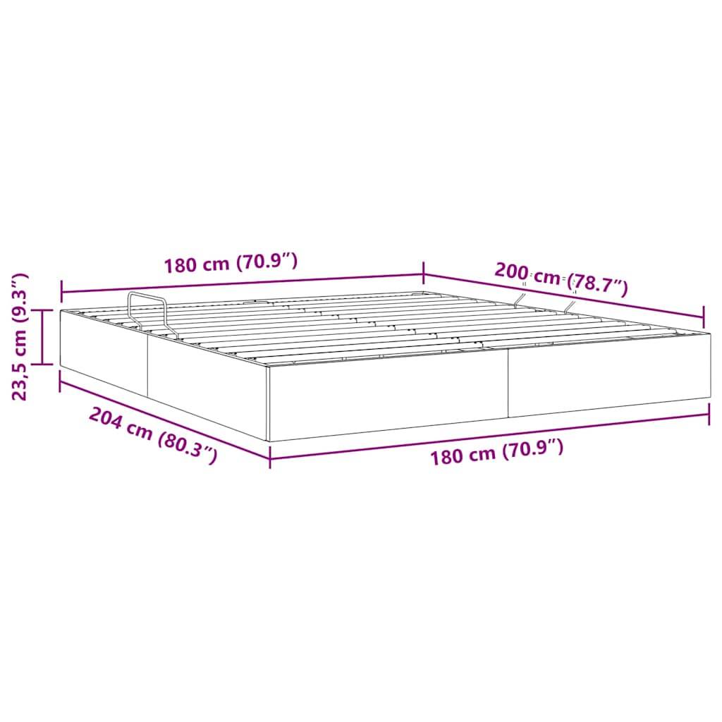 Eine Skizze der Bettrahmenabmessungen: 204 cm (80,3
