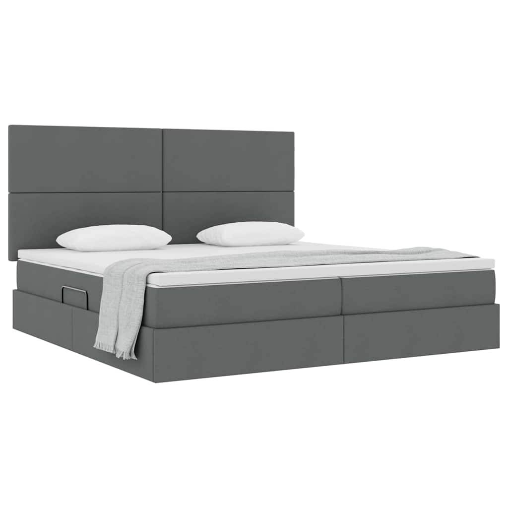 vidaXL Aufbewahrungsbett mit Matratze Dunkelgrau 200 x 200 cm Stoff