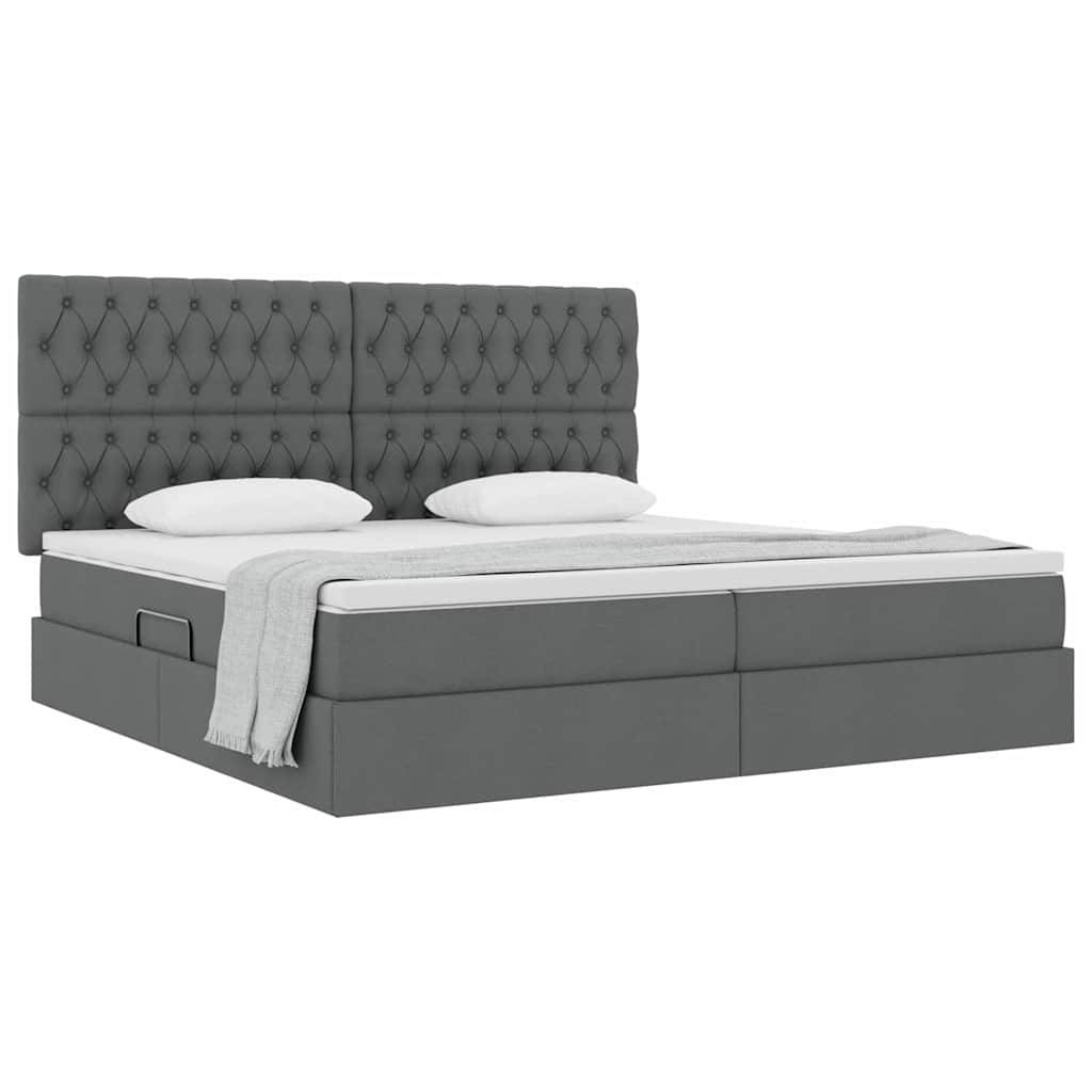 vidaXL Aufbewahrungsbett mit Matratze Dunkelgrau 200 x 200 cm Stoff