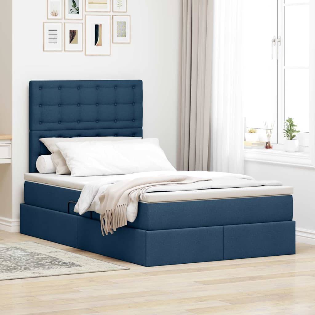 vidaXL Aufbewahrungsbett mit Matratze Blau 120 x 190 cm Stoff