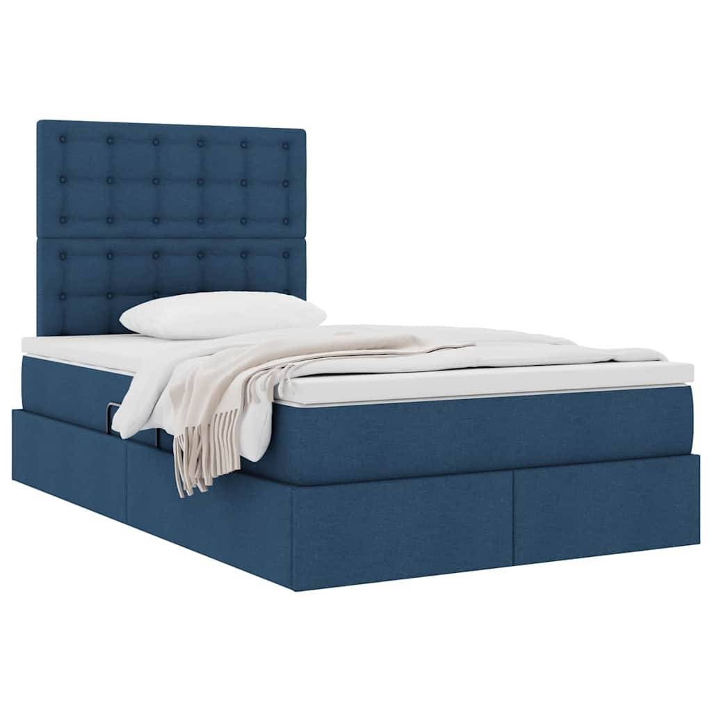 vidaXL Aufbewahrungsbett mit Matratze Blau 120 x 190 cm Stoff