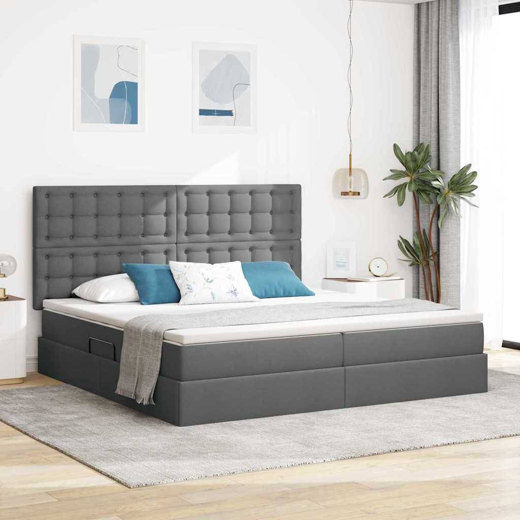 vidaXL Aufbewahrungsbett mit Matratze Dunkelgrau 200 x 200 cm Stoff
