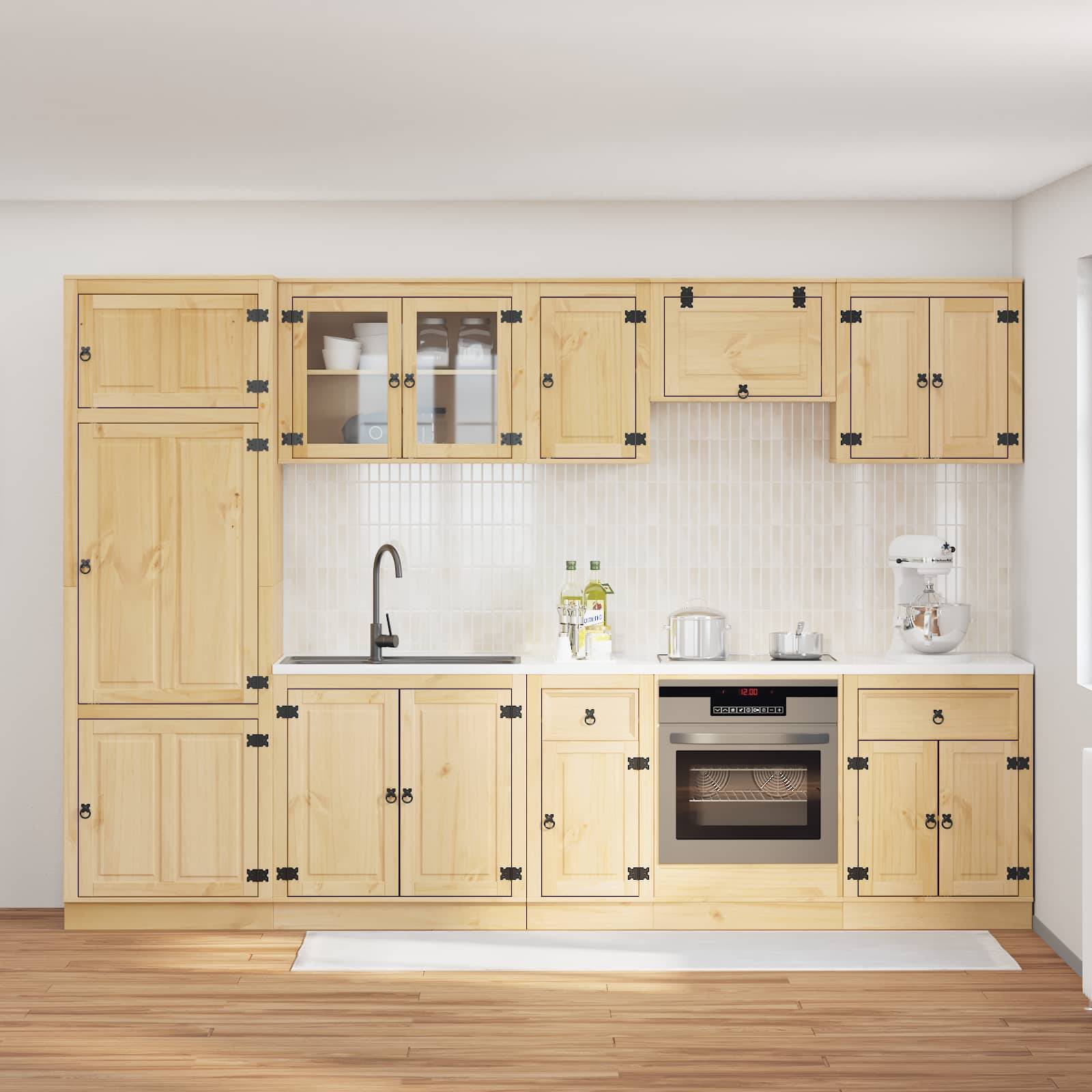 vidaXL Schrank mit Regal SKI 9 pcs Honigbraun Massives Kiefernholz