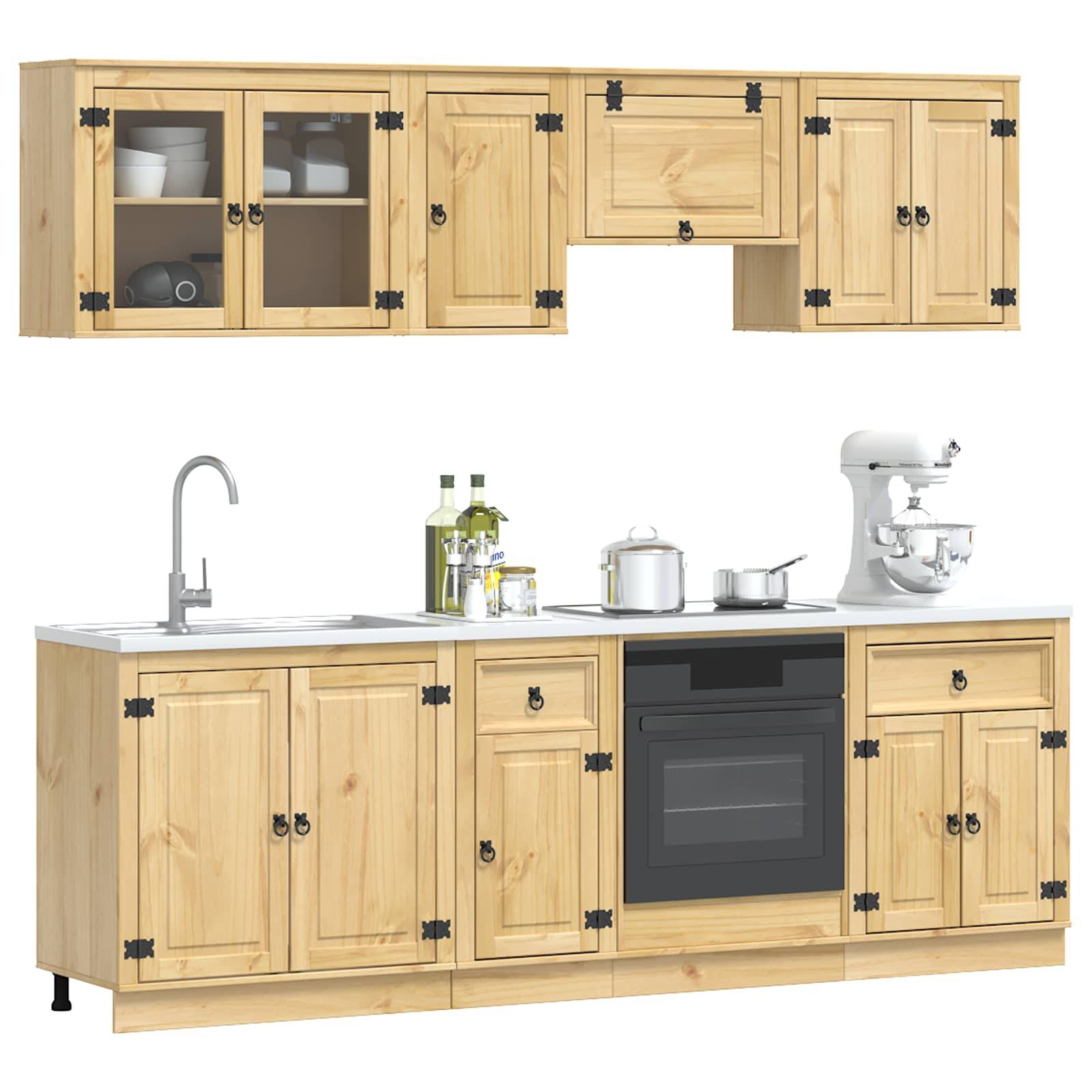 vidaXL Schrank mit Regal SKI 8 pcs Honigbraun Massives Kiefernholz