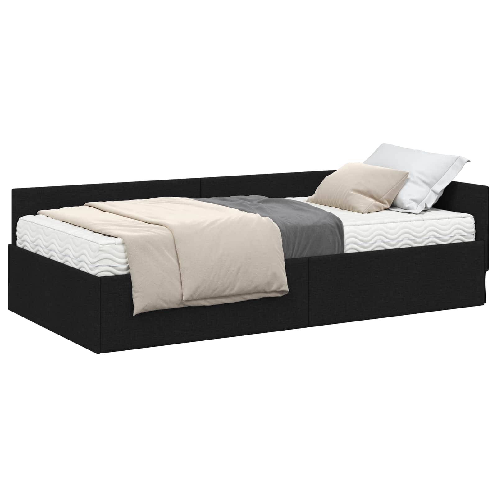 vidaXL Eckbettgestell mit Matratze Sonstiges 2 pcs Schwarz Stoff