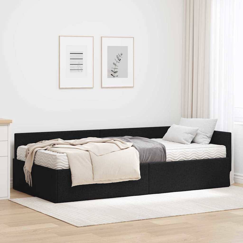 vidaXL Eckbettgestell mit Matratze Sonstiges 2 pcs Grün Stoff