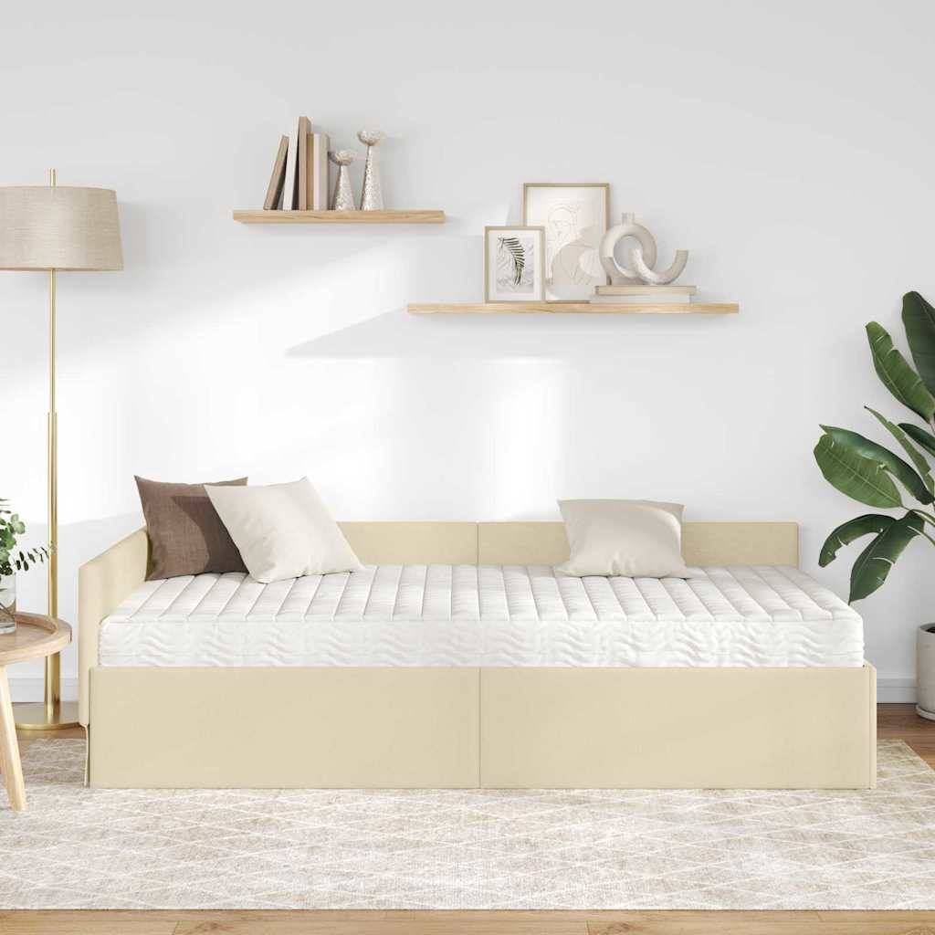 vidaXL Eckbettgestell mit Matratze Sonstiges 2 pcs Creme Stoff