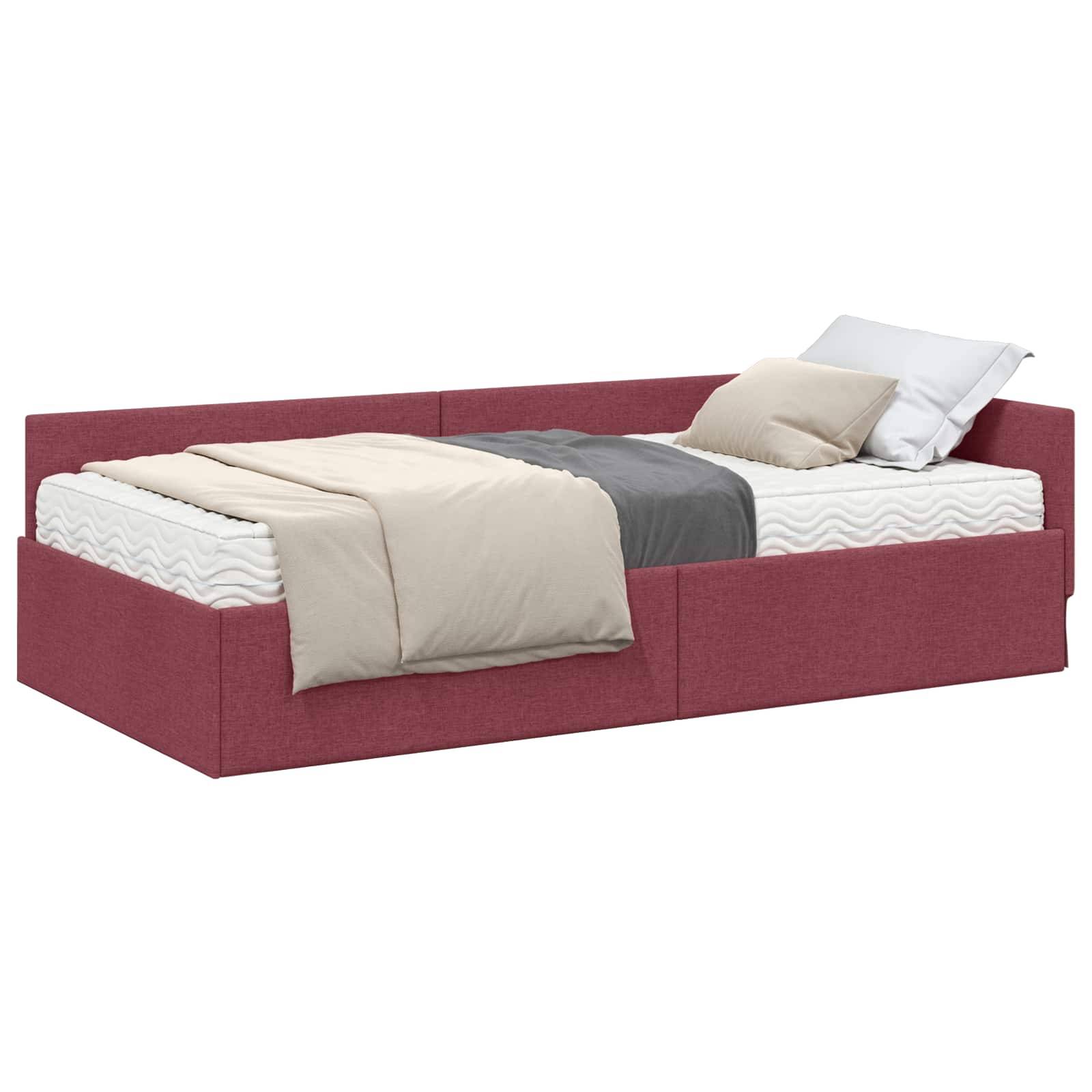 vidaXL Eckbettgestell mit Matratze Sonstiges 2 pcs Rot Stoff
