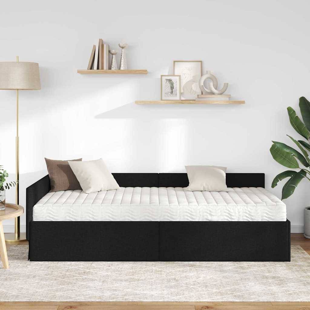 vidaXL Eckbettgestell mit Matratze Sonstiges 2 pcs Grün Stoff