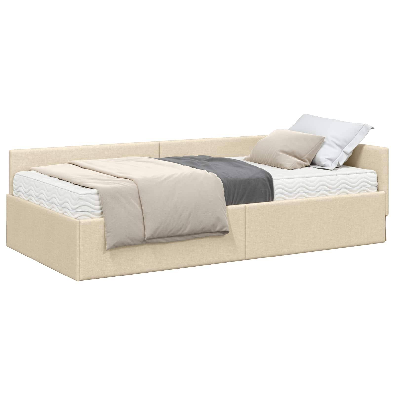 vidaXL Eckbettgestell mit Matratze Sonstiges 2 pcs Creme Stoff