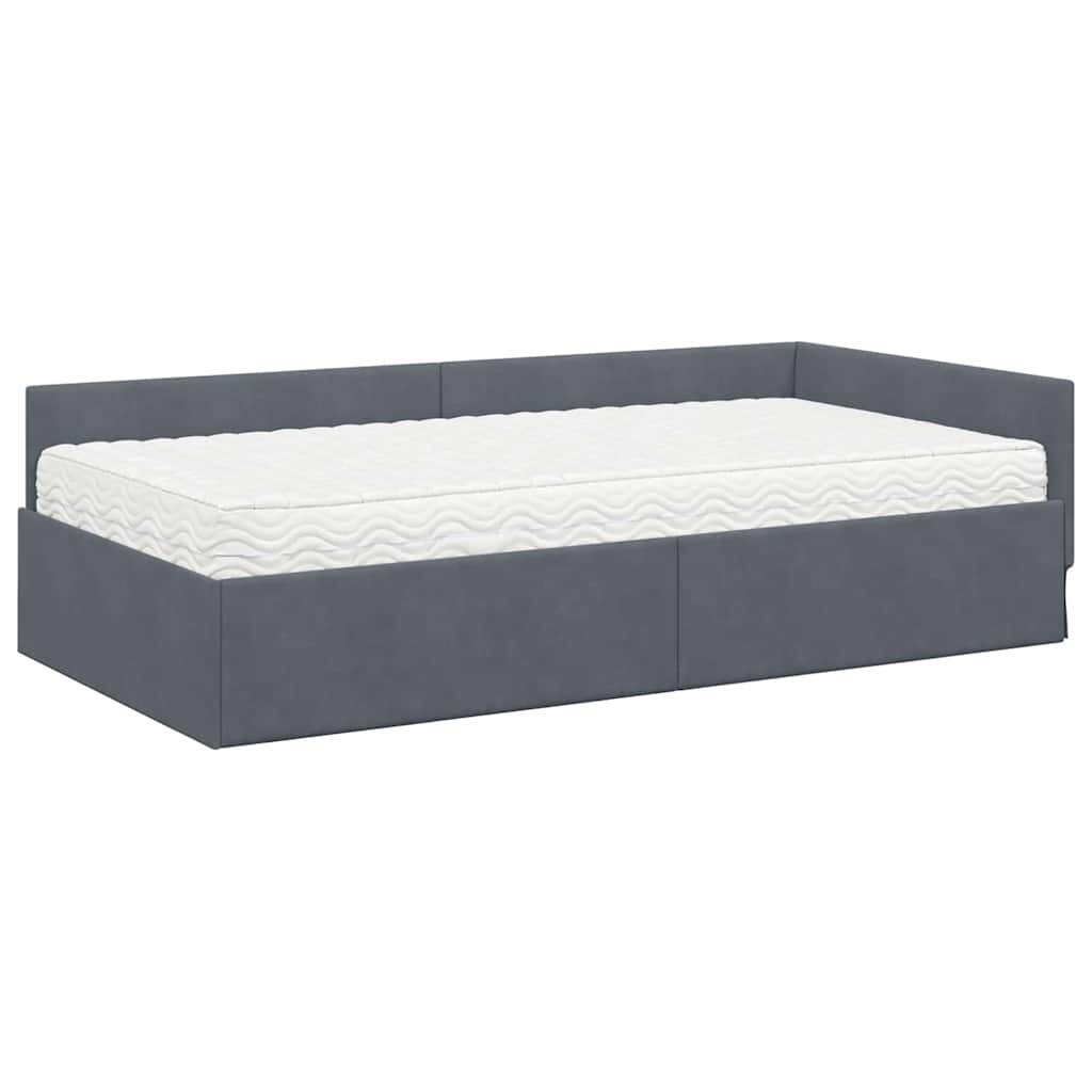 vidaXL Eckbettgestell mit Matratze Sonstiges 2 pcs Grau Samt