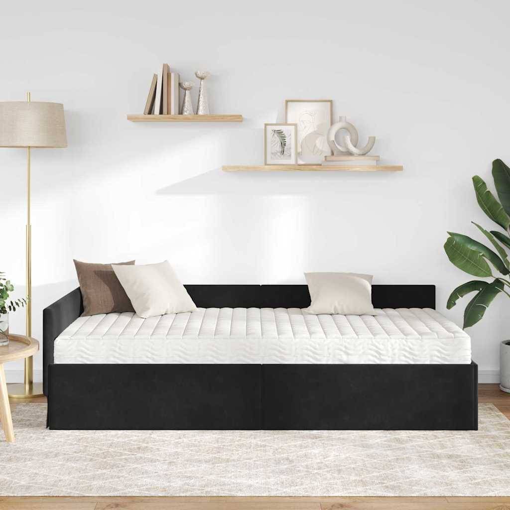 vidaXL Eckbettgestell mit Matratze Sonstiges 2 pcs Grau Samt