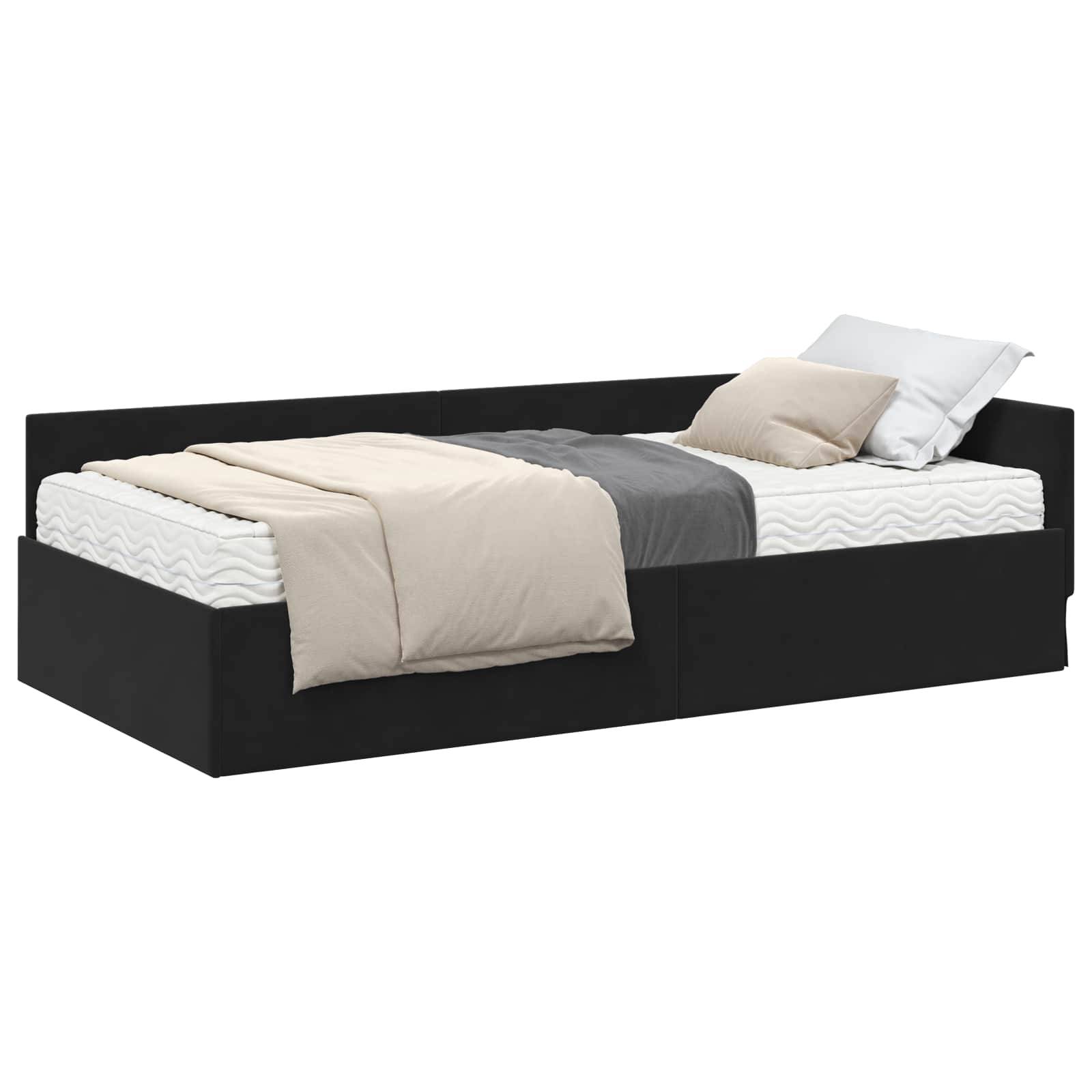 vidaXL Eckbettgestell mit Matratze Sonstiges 2 pcs Grau Samt