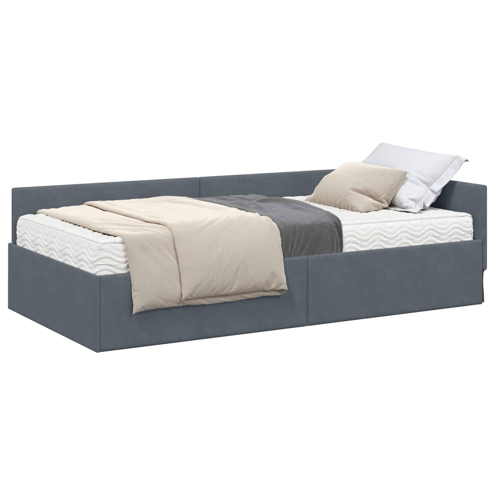 vidaXL Eckbettgestell mit Matratze Sonstiges 2 pcs Grau Samt